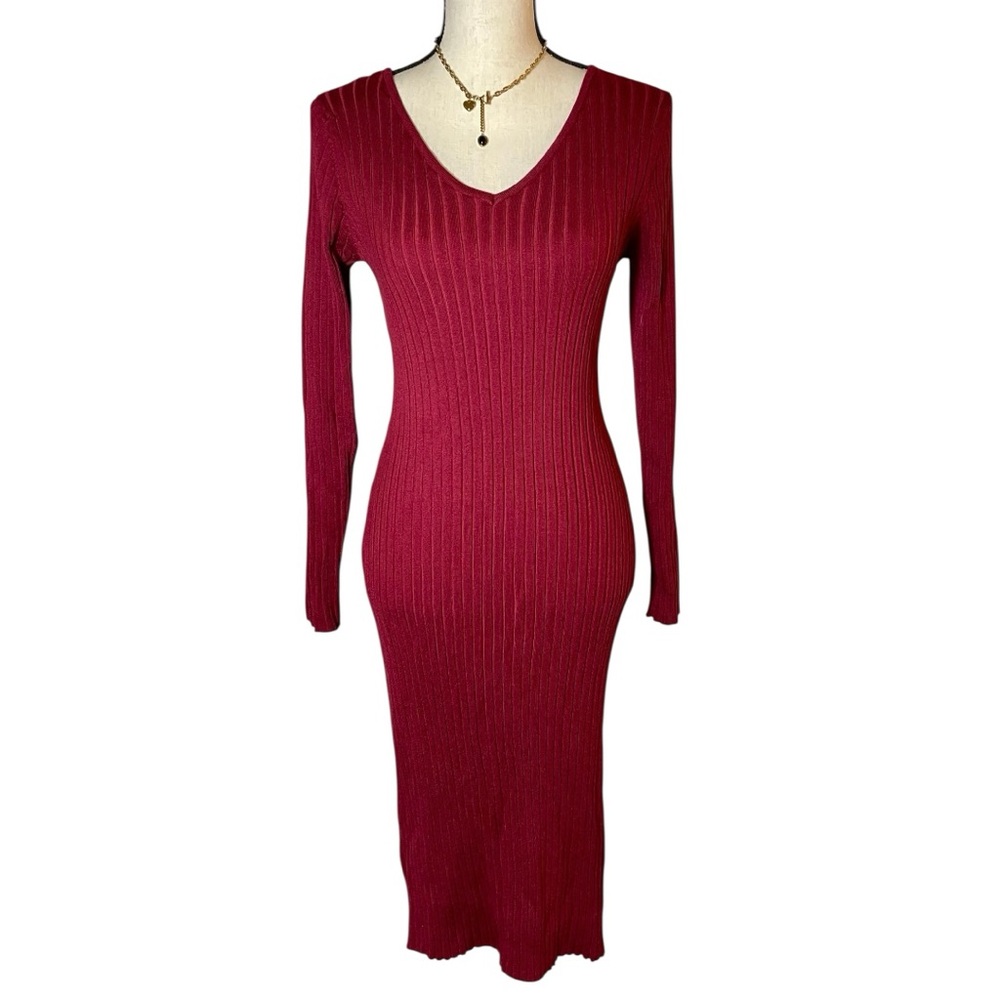 PrettyGarden Ribbed Long Sleeve Bodycon Dress